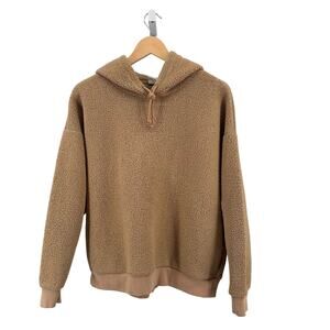 Sunday Best Sherpa Sweatshirt Tan WMNS Aritzia Hoodie XS Ribbed Side Zip Pockets